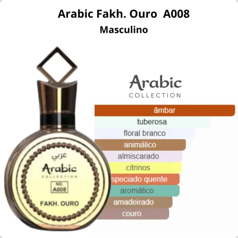 Arabic N.º A008 - Inspiração FAKHAR GOLD (MASCULINO)  EDP - 25ML