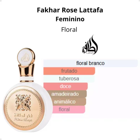 Perfume Árabe Original FAKHAR ROSE LATTAFA (FEMININO) - EDP - 100ML